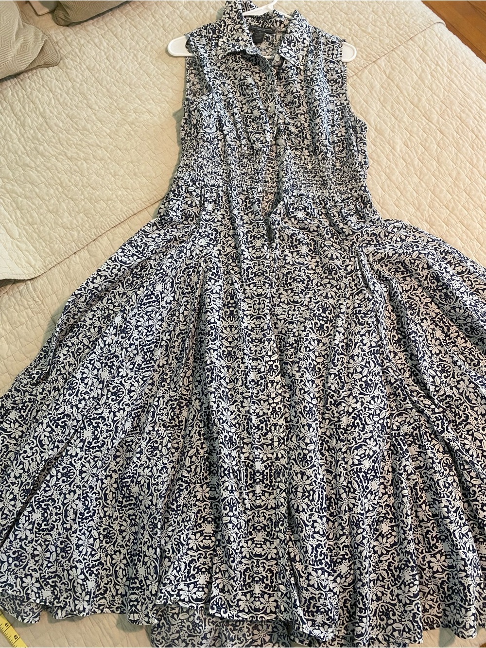 Chelsea & Theodore Navy and White Printed Sleeveless Maxi Dress